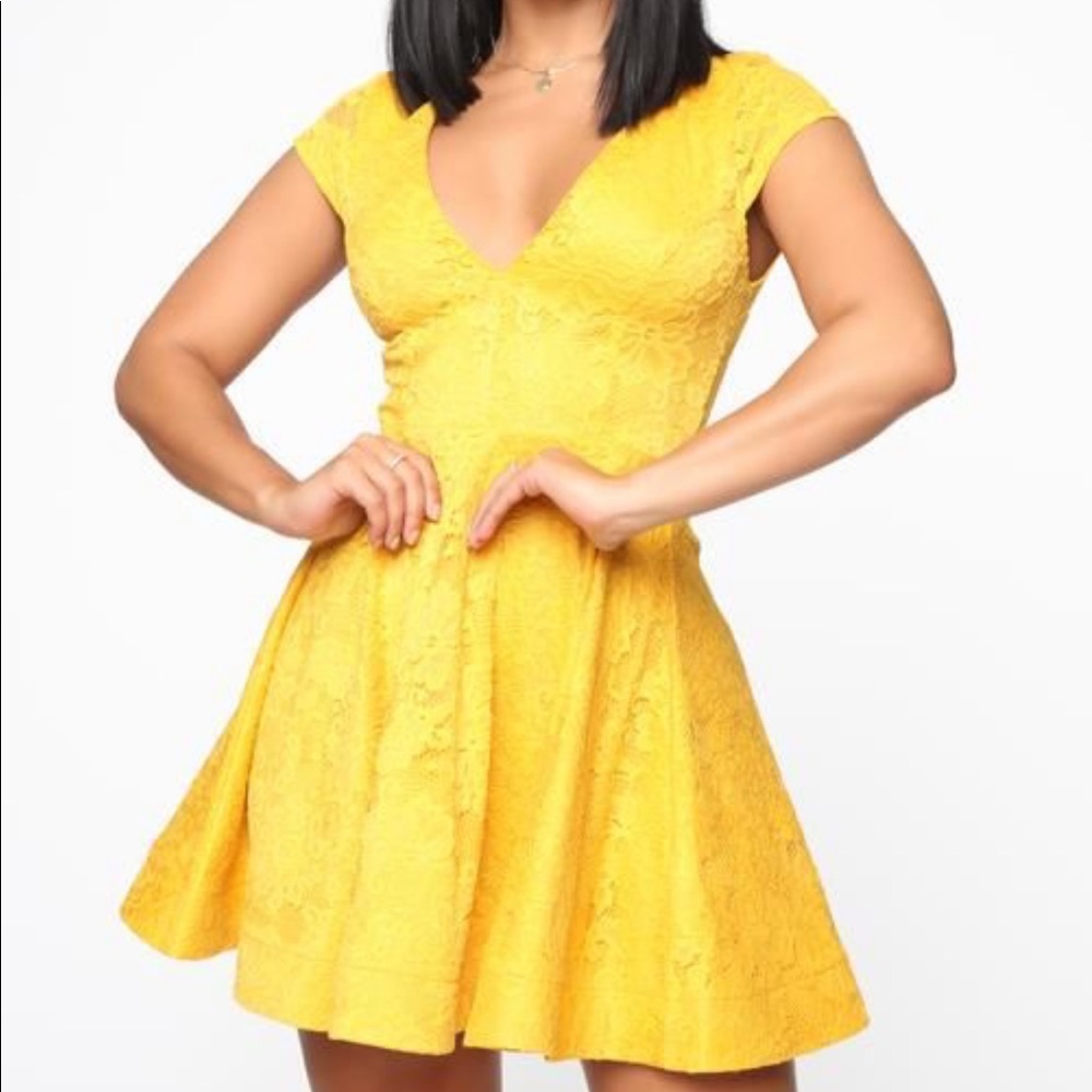 Summer love lace yellow dress